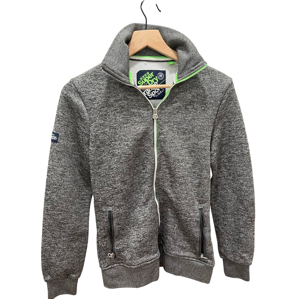 Superdry Orange Sport Mens Grey Marl Full Zip Track Jacket Size S